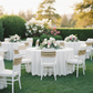 Outdoor Wedding Reception – Champagne Sequin Spandex Chair Band