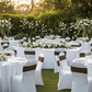 Outdoor Wedding Reception – Chocolate Brown Spandex Chair Band