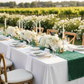 Outdoor Wedding Reception with Emerald Green Velvet Table Runner