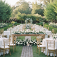 Outdoor Wedding Reception – Gold Metal Frame Centerpieces