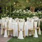 Outdoor Wedding Reception with Ivory Chiffon Chair Sashes