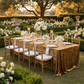 Outdoor Wedding Reception – Mustard gold velvet tablecloth