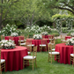 Outdoor Wedding Reception Red 120 Round Lamour Satin Tablecloth
