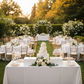 Outdoor Wedding Reception – White Square Pedestal Stands