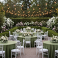 Outdoor Wedding Reception – Willow Green Satin 120 Round Tablecloth