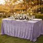 Outdoor Wedding Reception with 90x156 Victorian Lilac/Wisteria Velvet Tablecloth