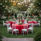 Outdoor Wedding Reception Red Satin 132 Round Tablecloth
