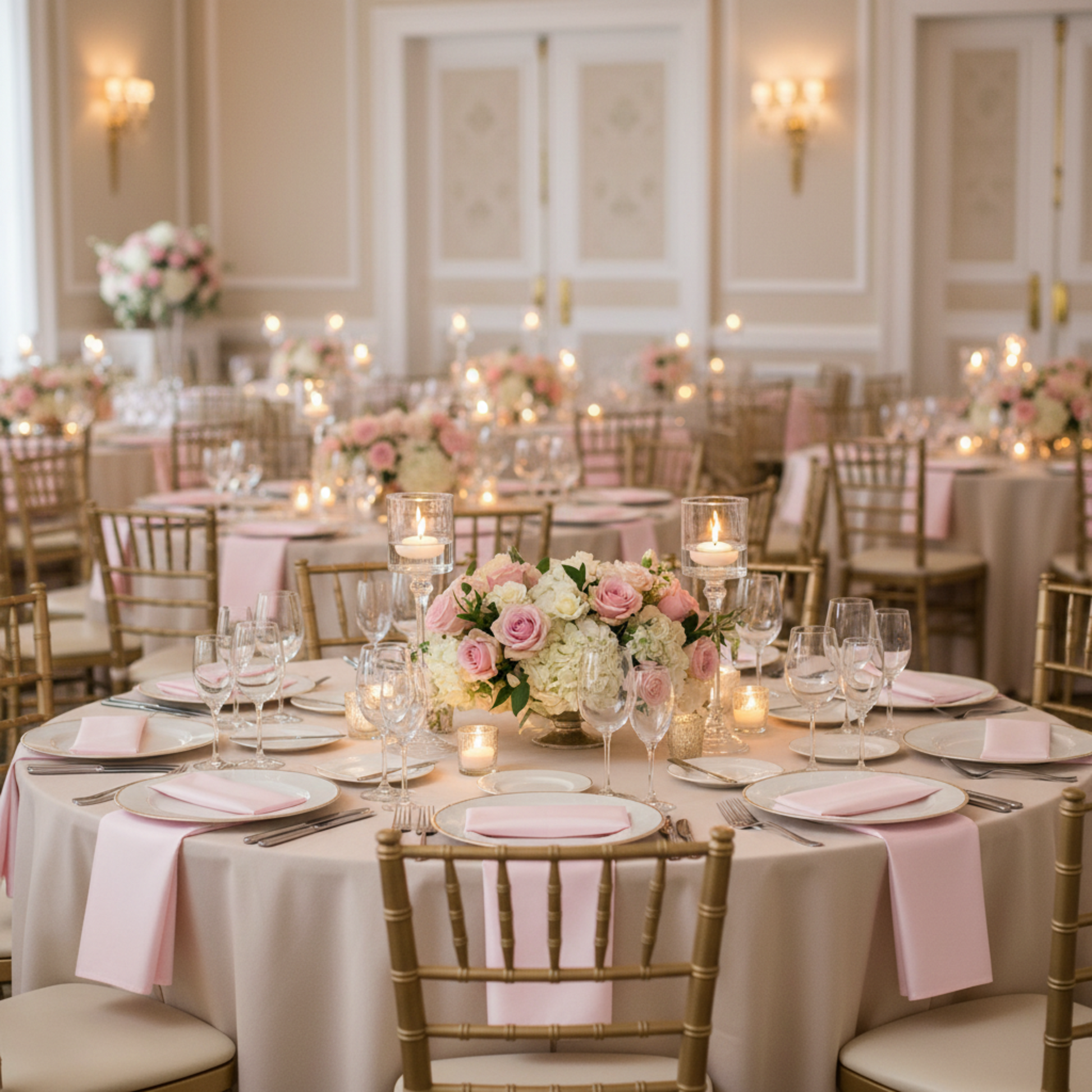 Pastel Pink Satin Napkin - Lay Flat Rectangle Fold