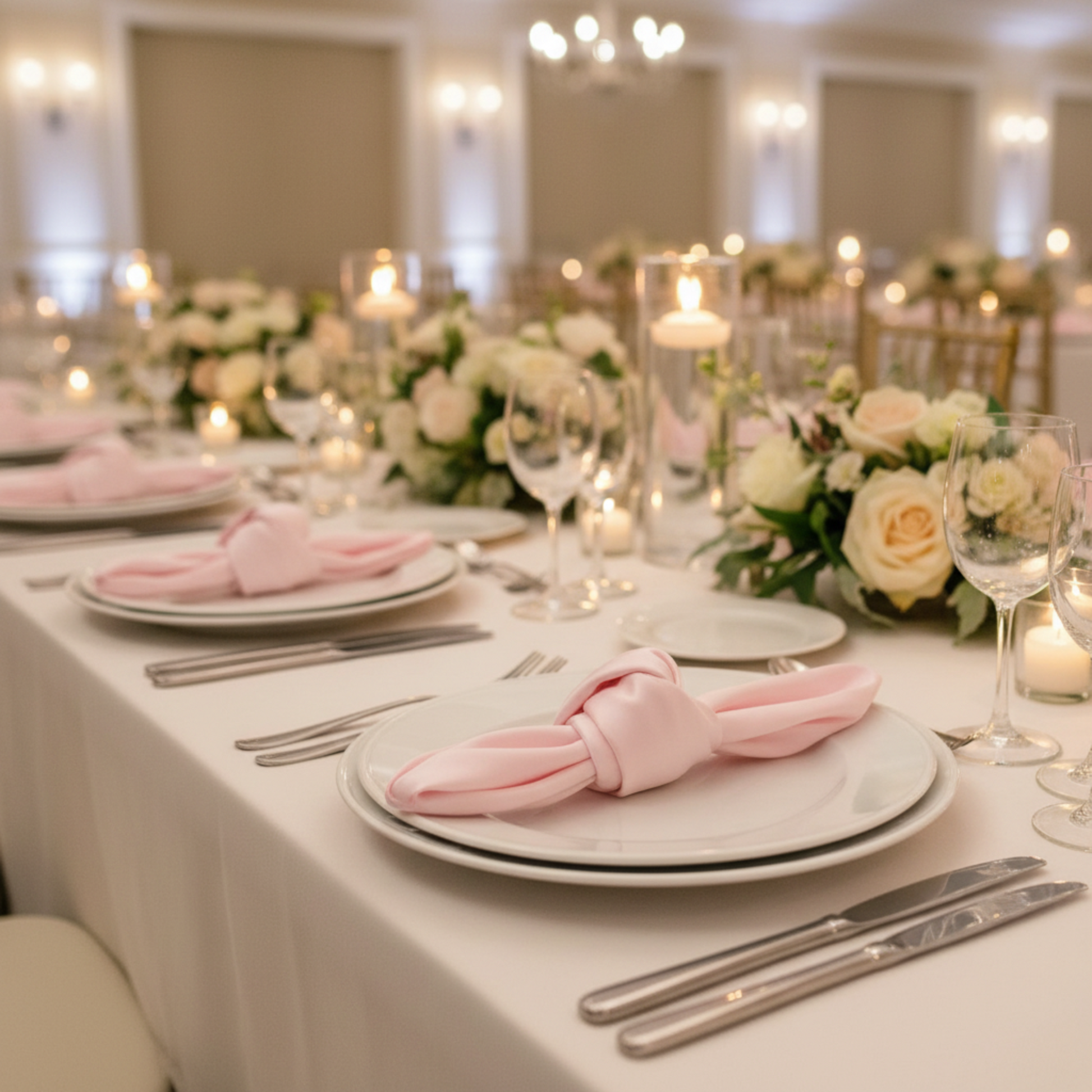 Pastel Pink Satin Napkin - Soft Knot with Multiple Napkins