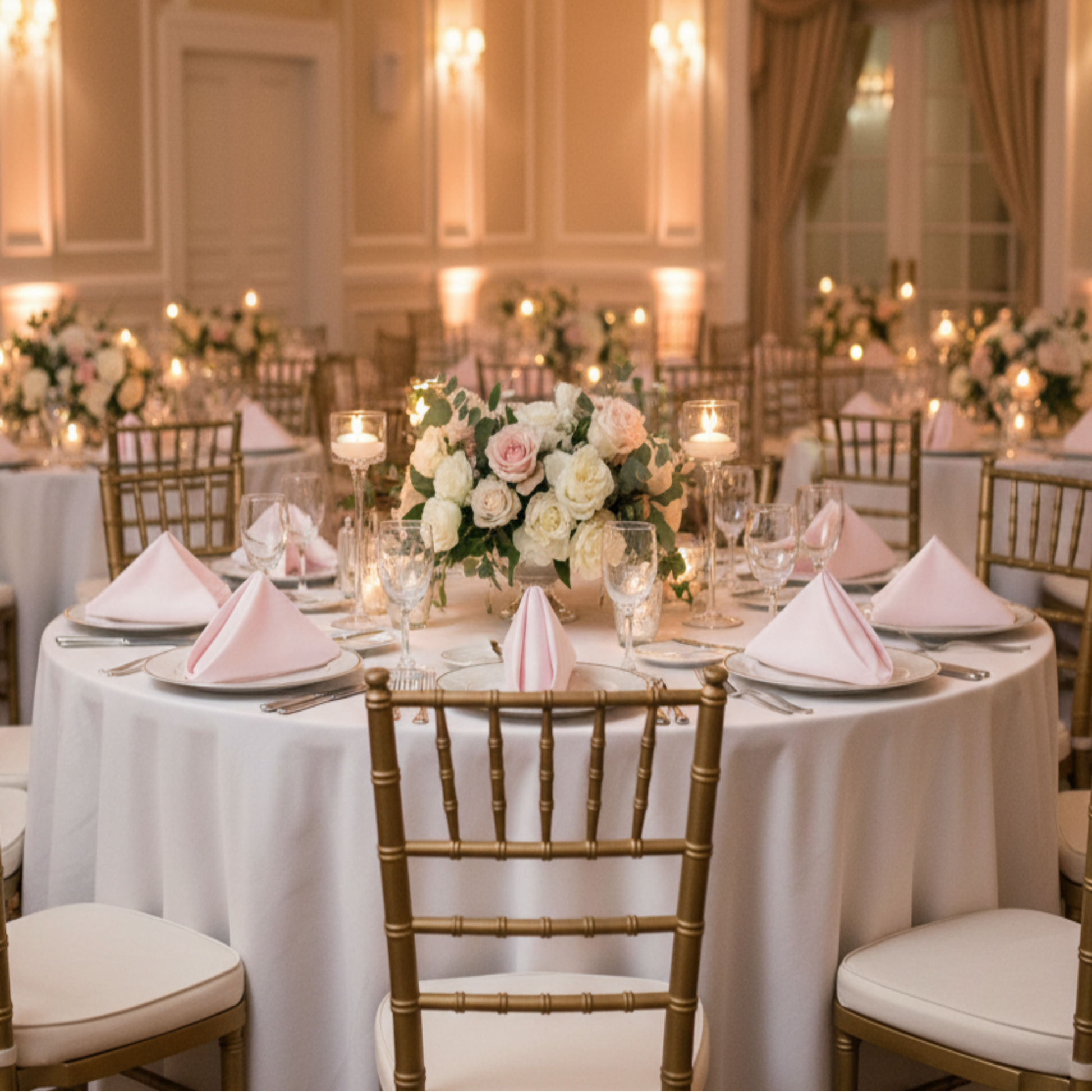 Pastel Pink Satin Napkin - Lay Flat Fold