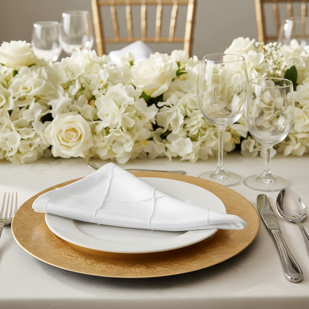 Pintuck Napkin White - Banquet Detail