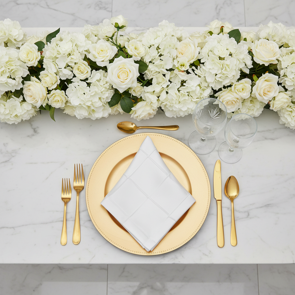 Pintuck Napkin White - Top Down