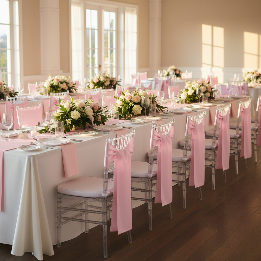 Polyester Chair Sash/Tie - Pink.