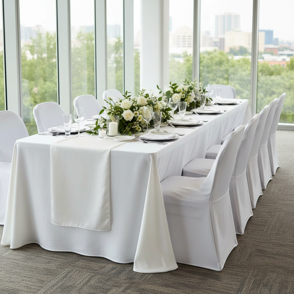 Polyester Folding Chair Cover - White.