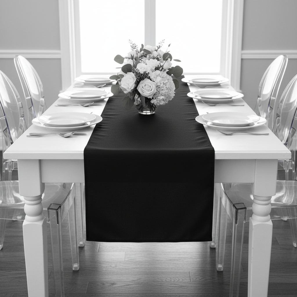 Polyester Table Runner - Black.