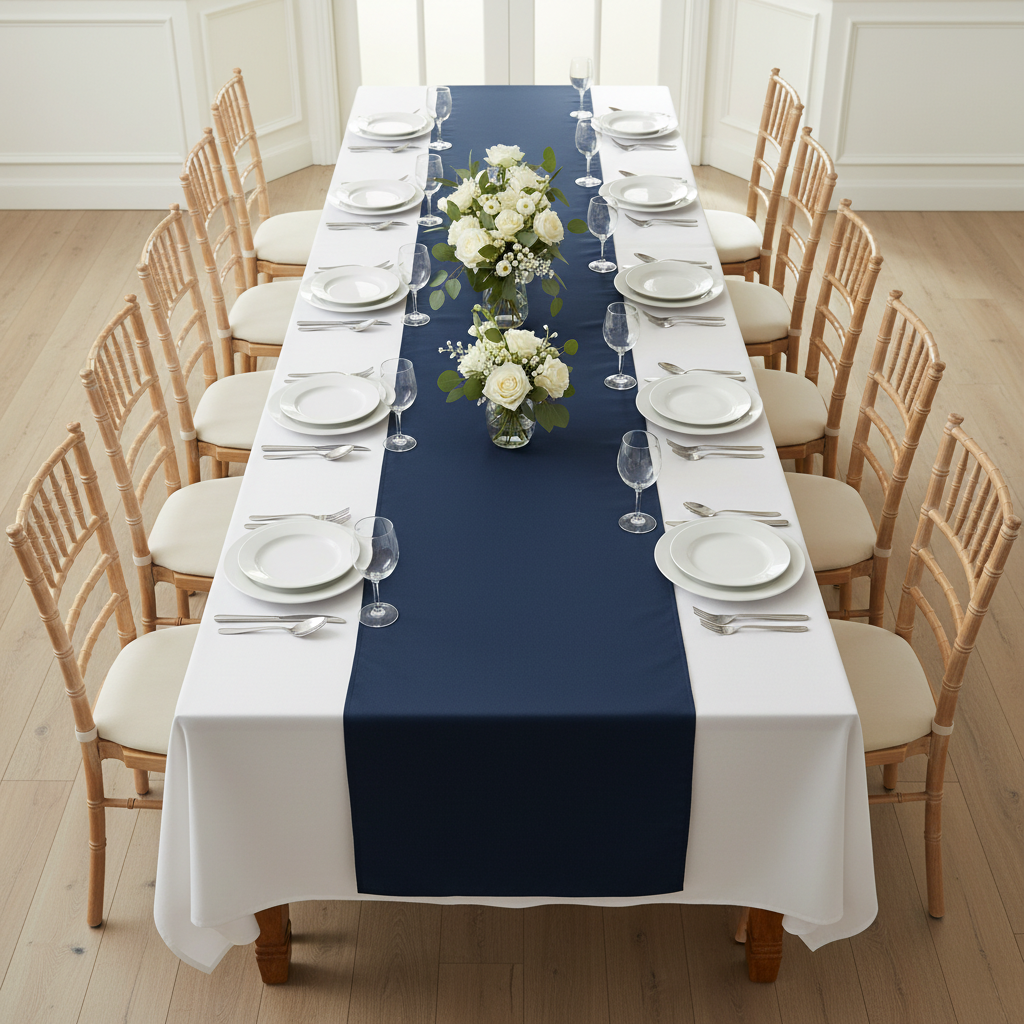 Polyester Table Runner - Navy Blue.