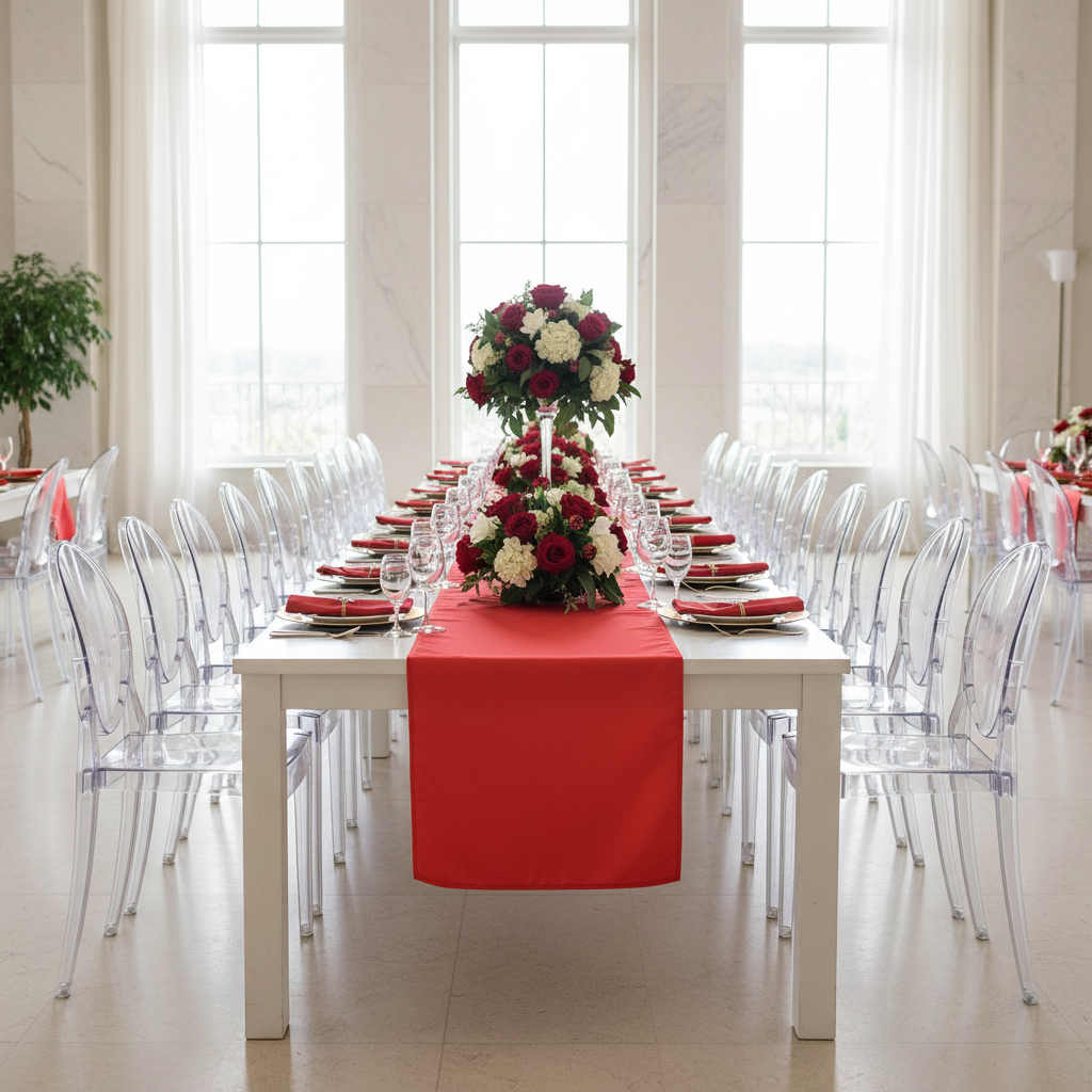 Polyester Table Runner - Red.