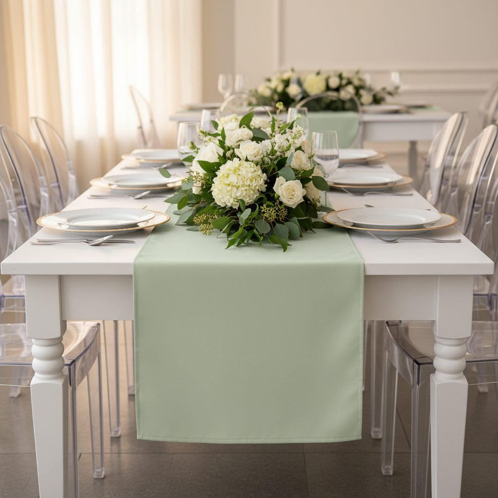Polyester Table Runner - Sage Green.