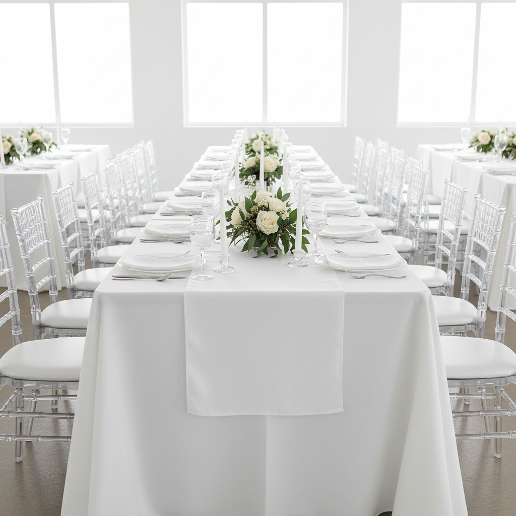 Polyester Table Runner - White.