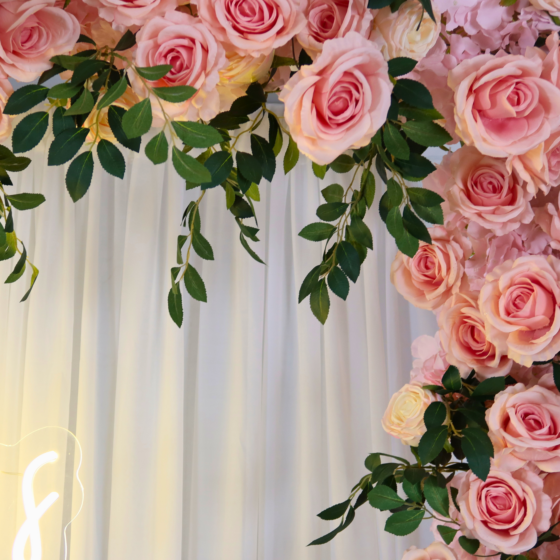 Premade Flower Backdrop Arch/Table Runner Decor - Pink