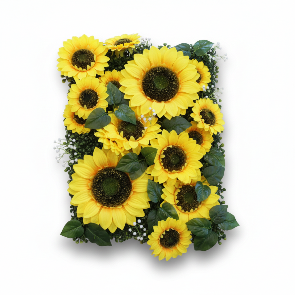 Premium Artificial Sunflower Wall Backdrop Panel single piece bird's eye view