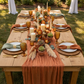 Premium Cheesecloth Table Runner 16FT x 25" - Terracotta in Boho Reception.