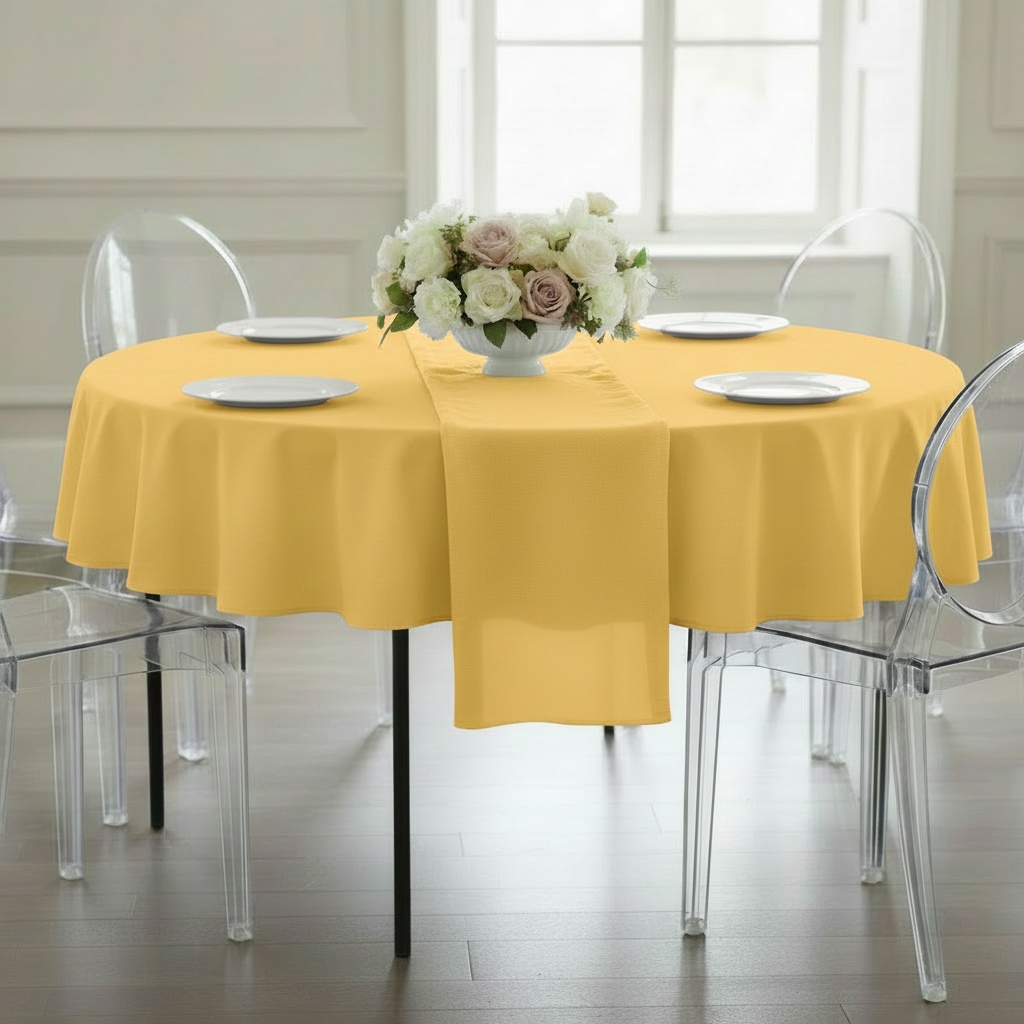 Premium Polyester 90" Round Tablecloth - Canary Yellow.