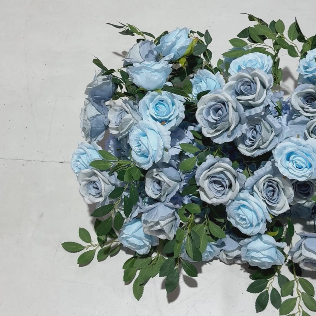 2 pcs/pk Premade Flower Backdrop Arch/Table Runner Decor - Baby Blue