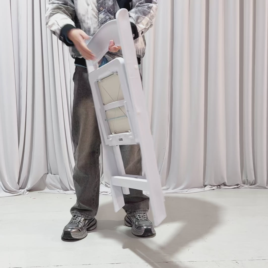 White Resin Folding Chair 4pc/pk video