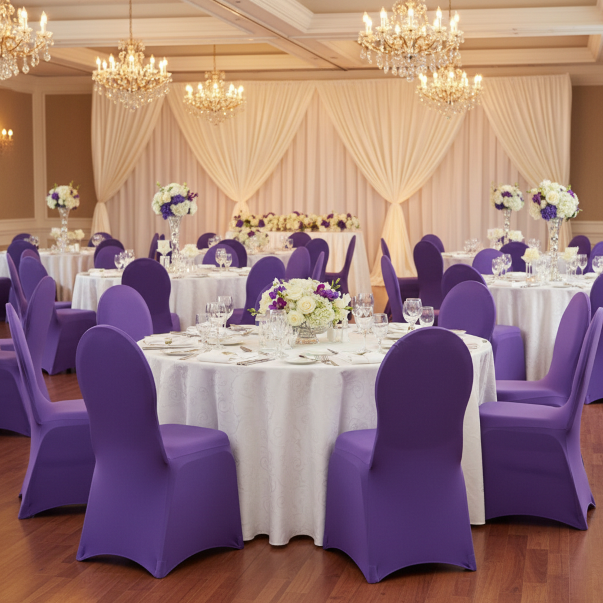 Purple Spandex Banquet Chair Cover – Indoor Wedding