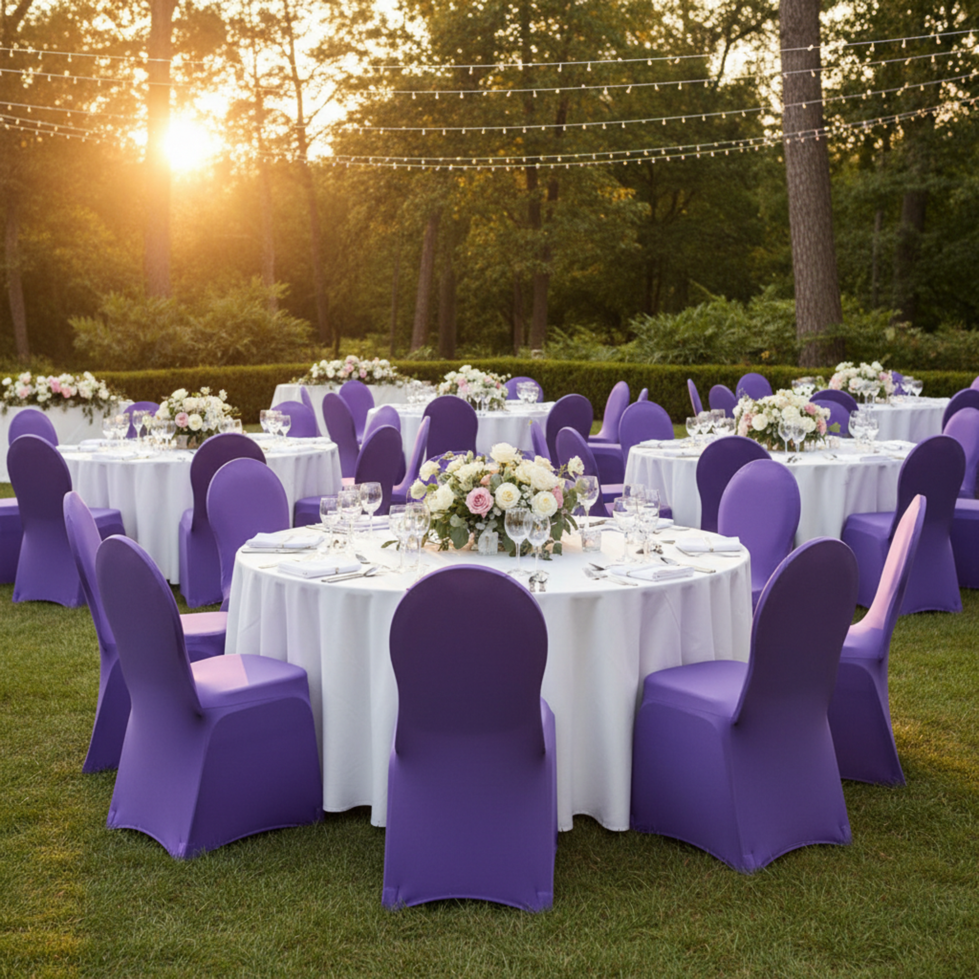 Purple Spandex Banquet Chair Cover – Outdoor Wedding