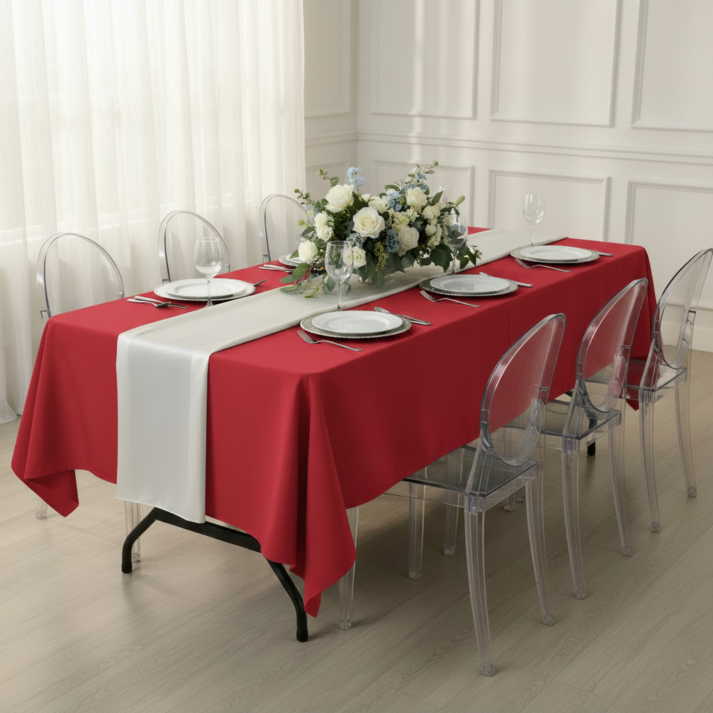 Rectangular Premium Polyester Tablecloth 60"x126" - Red.