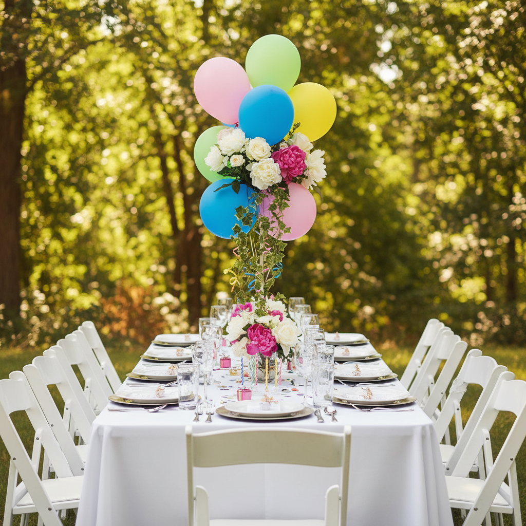 Rectangular Premium Polyester Tablecloth 60"x126" - White in Outdoor Reception.