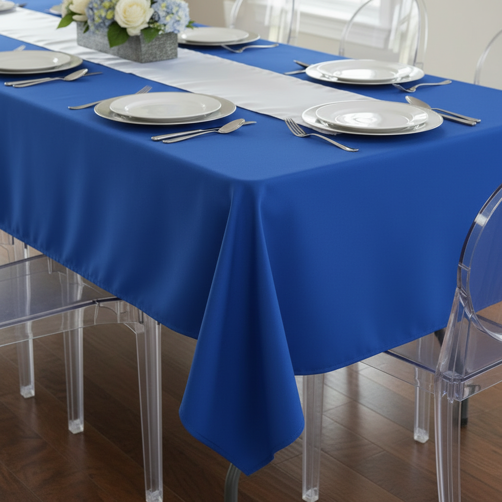 Rectangular Premium Polyester Tablecloth 60"x126" - Royal Blue.