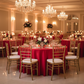 Red Satin 120 Round Tablecloth – Indoor Wedding Reception