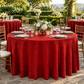 Red tablecloth at an outdoor garden reception