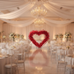 Red Floral Heart Backdrop – Indoor Ballroom Wedding Reception