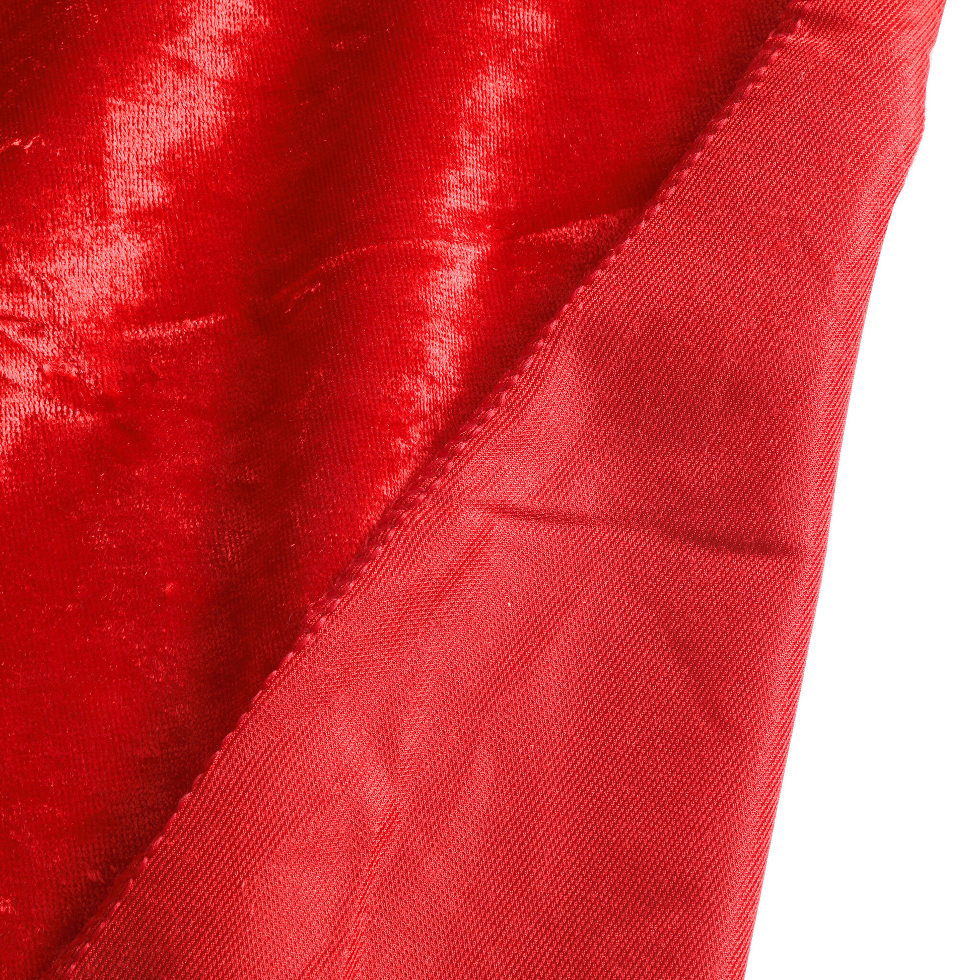 Velvet REctangular Tablecloth Red underside close up