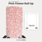 Roll Up Flower Wall Backdrop 8ft x 4ft Pink infographic showing pipe set sold separately