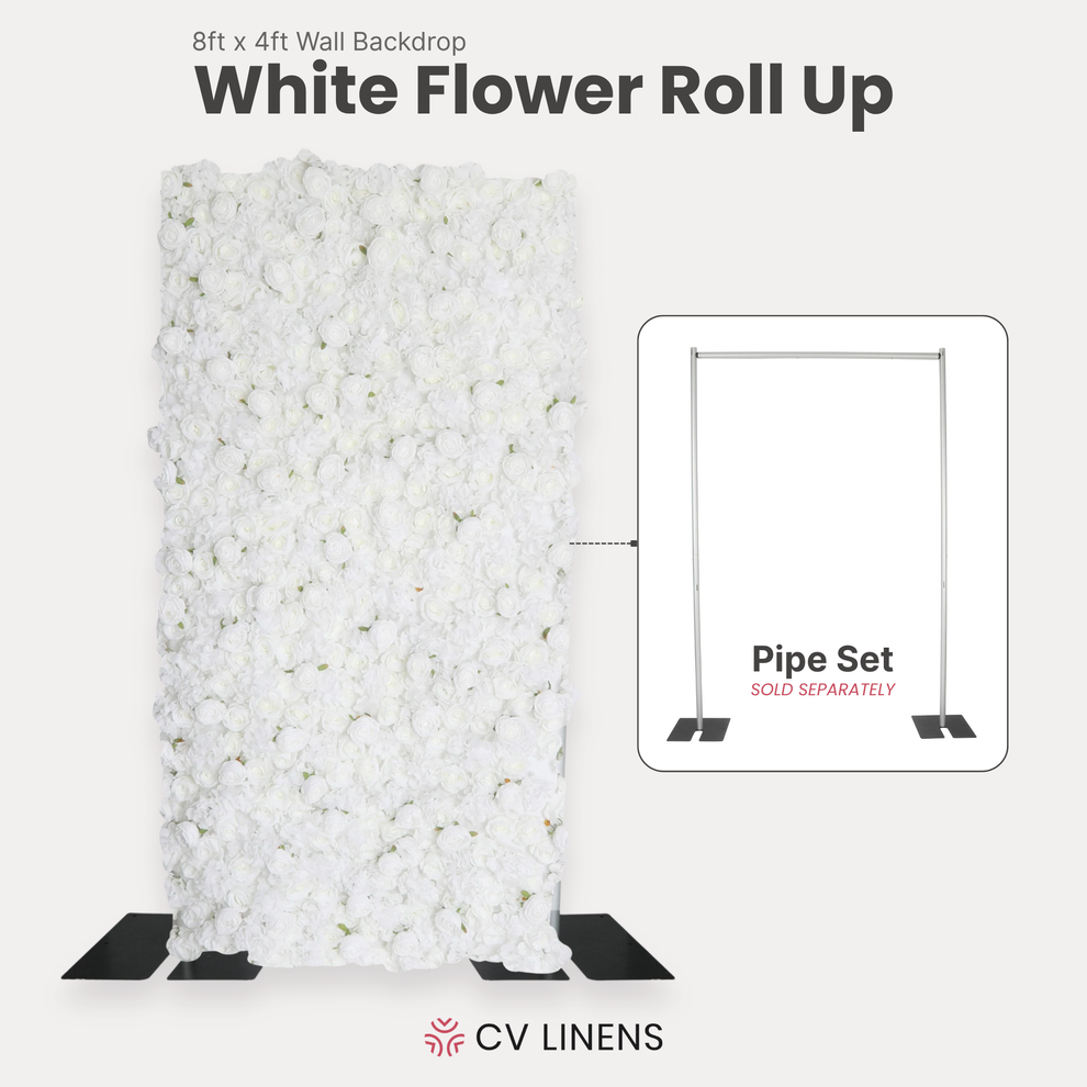 Roll Up Flower Wall Backdrop 8ft x 4ft - White - CV Linens™