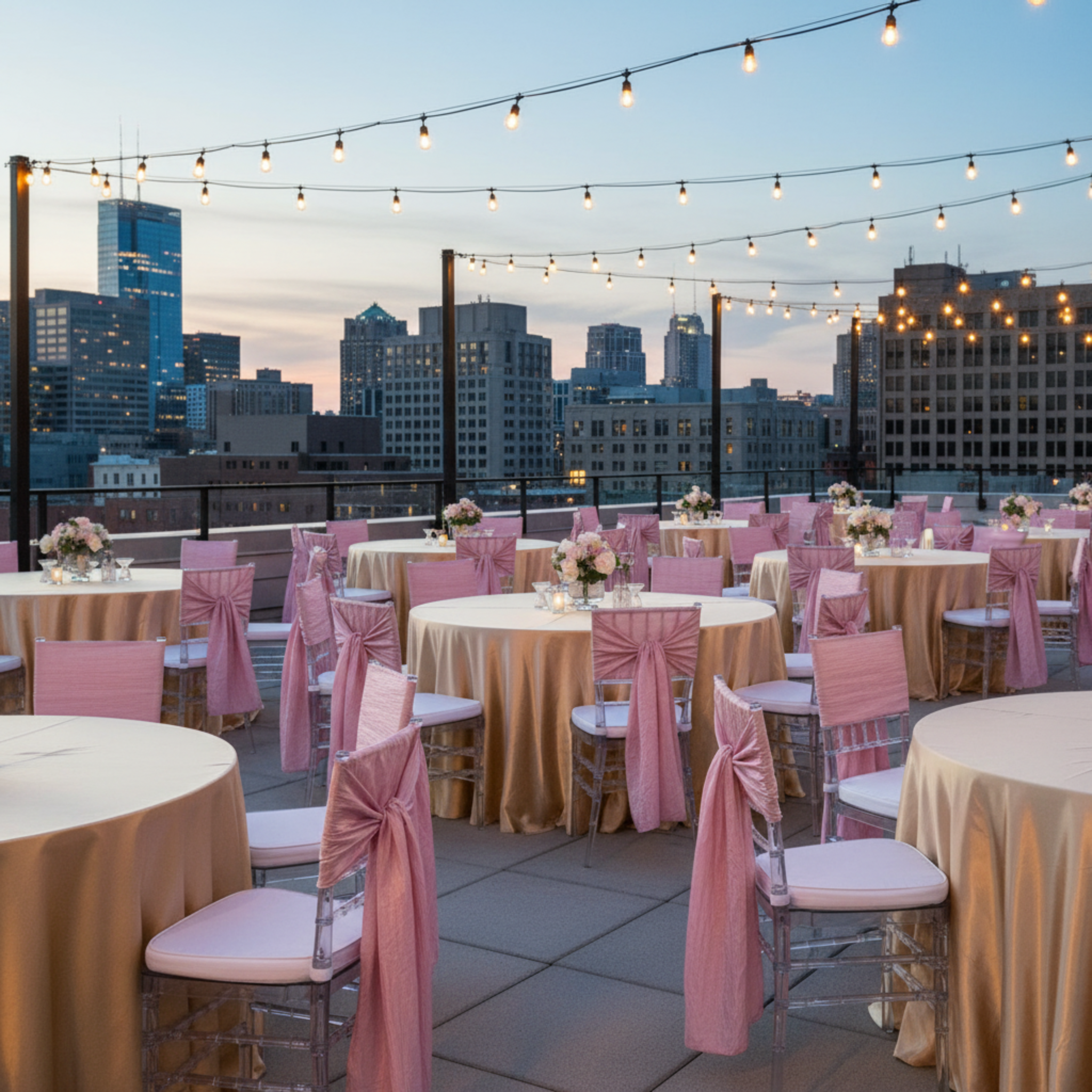 Rooftop event simple tied pink sash