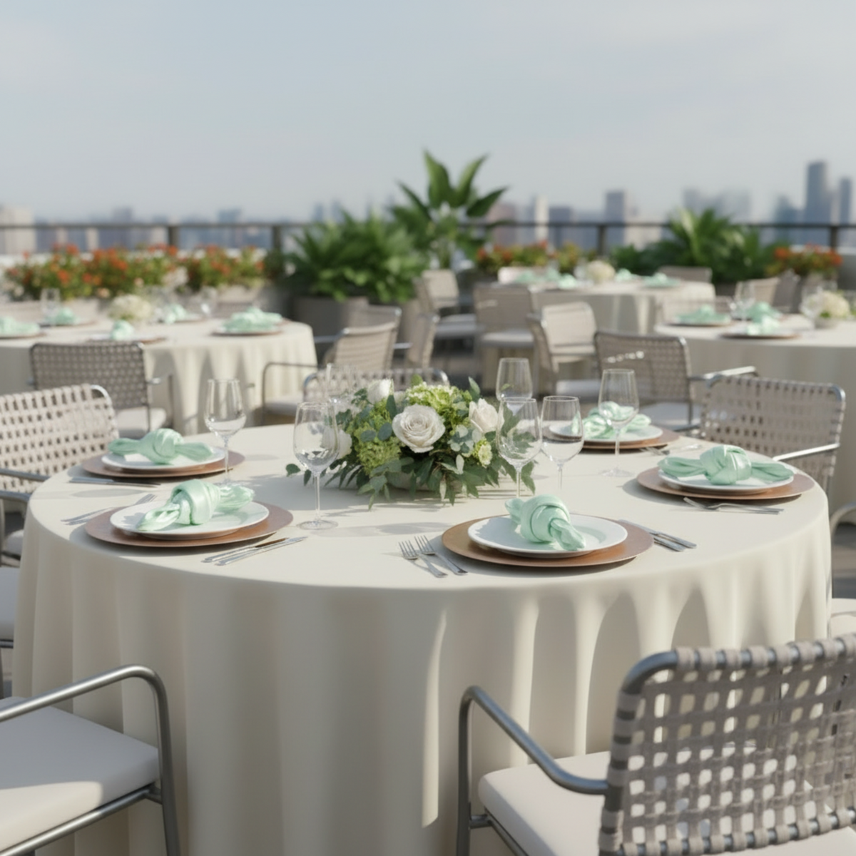 Rooftop Terrace Full Table Multiple Napkins