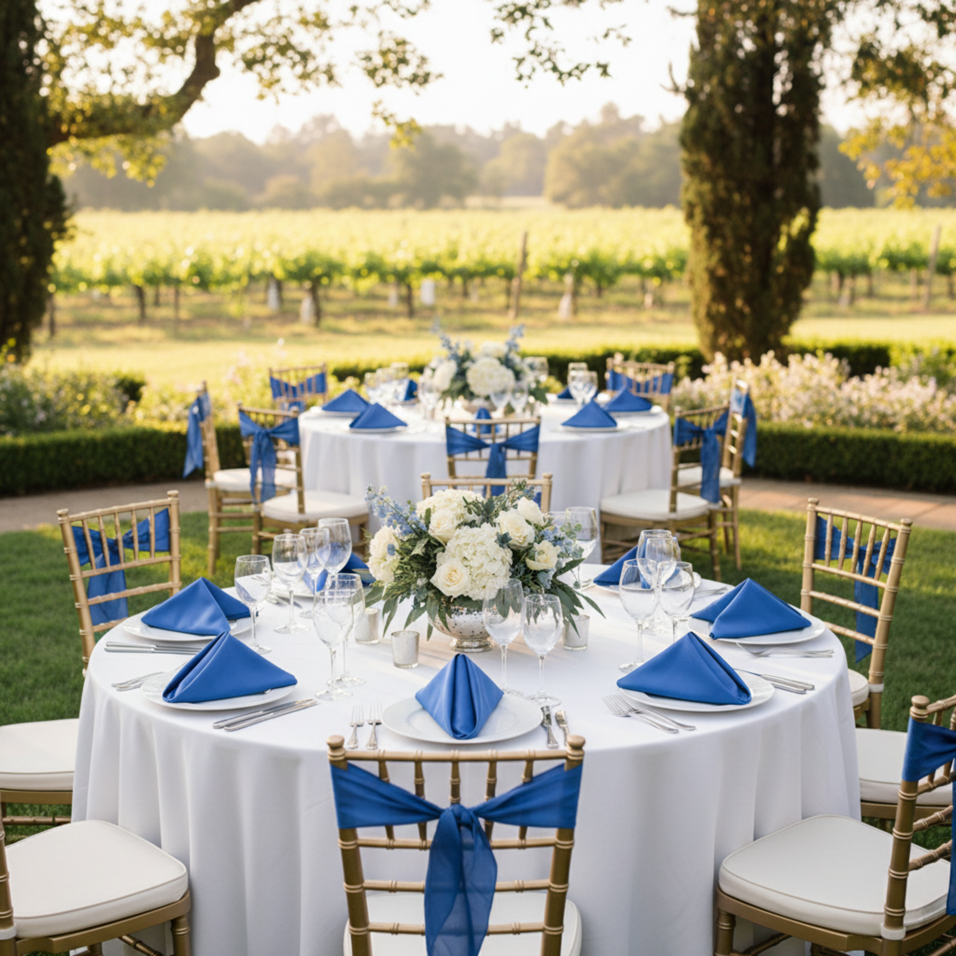 Royal Blue Satin Napkin – Outdoor Wedding Reception