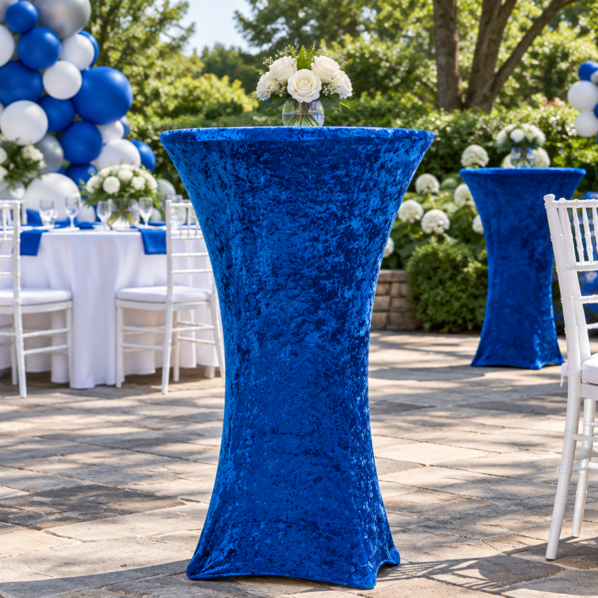 Low-angle view of royal blue garden gender reveal