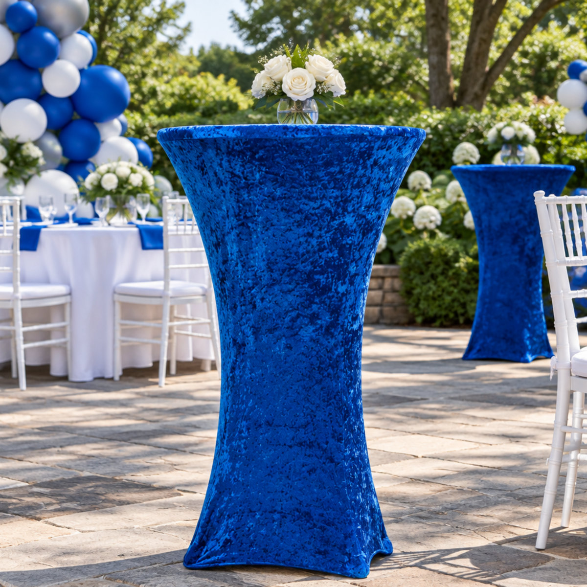 Low-angle view of royal blue garden gender reveal