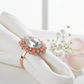 Royal Diamond Napkin Ring Blush Rose Gold close-up with floral accent