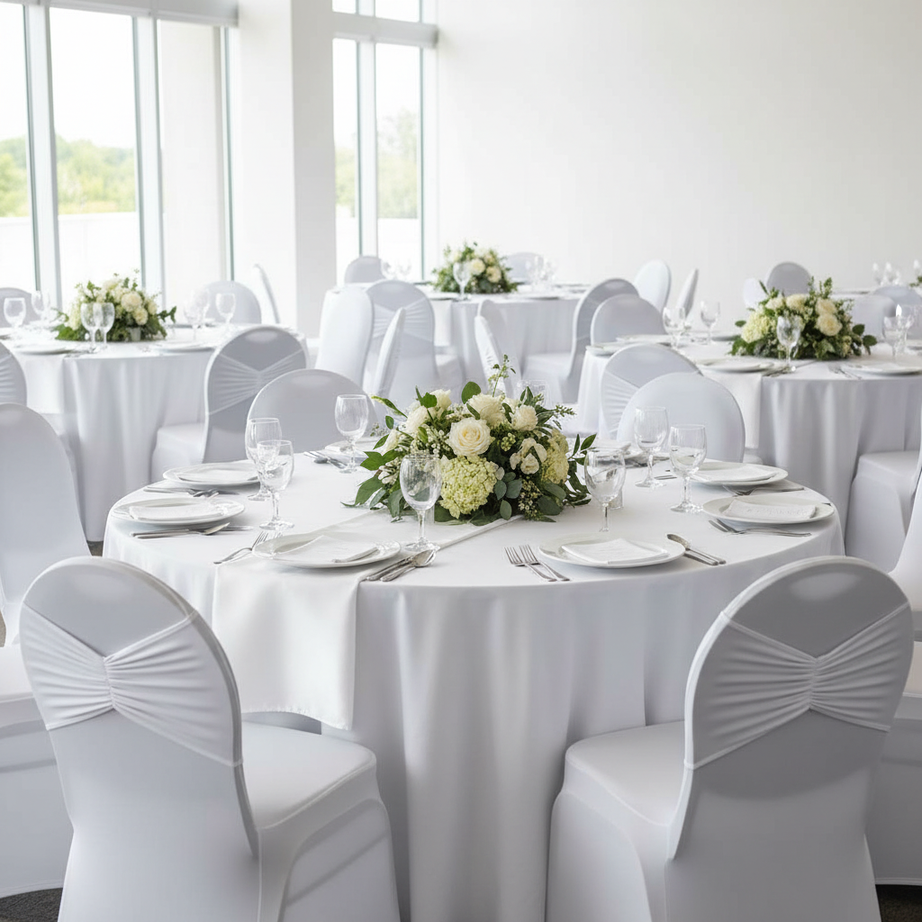 Ruffled Spandex Chair Band - White.