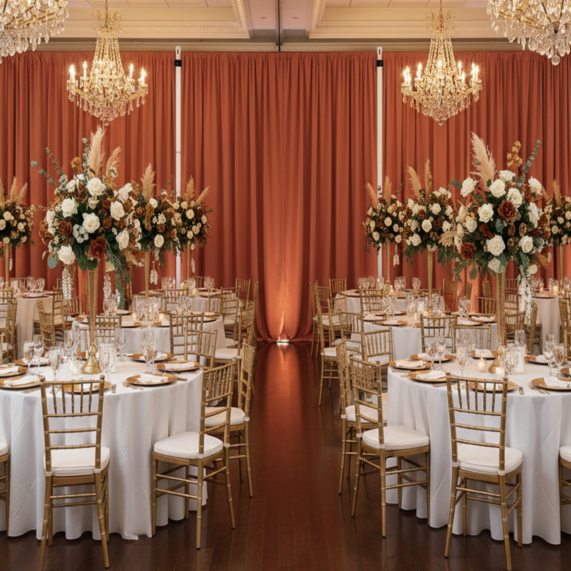 Rust 14FT Spandex Drape Curtain – Indoor Reception