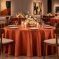 Rust satin tablecloth at a gallery dinner