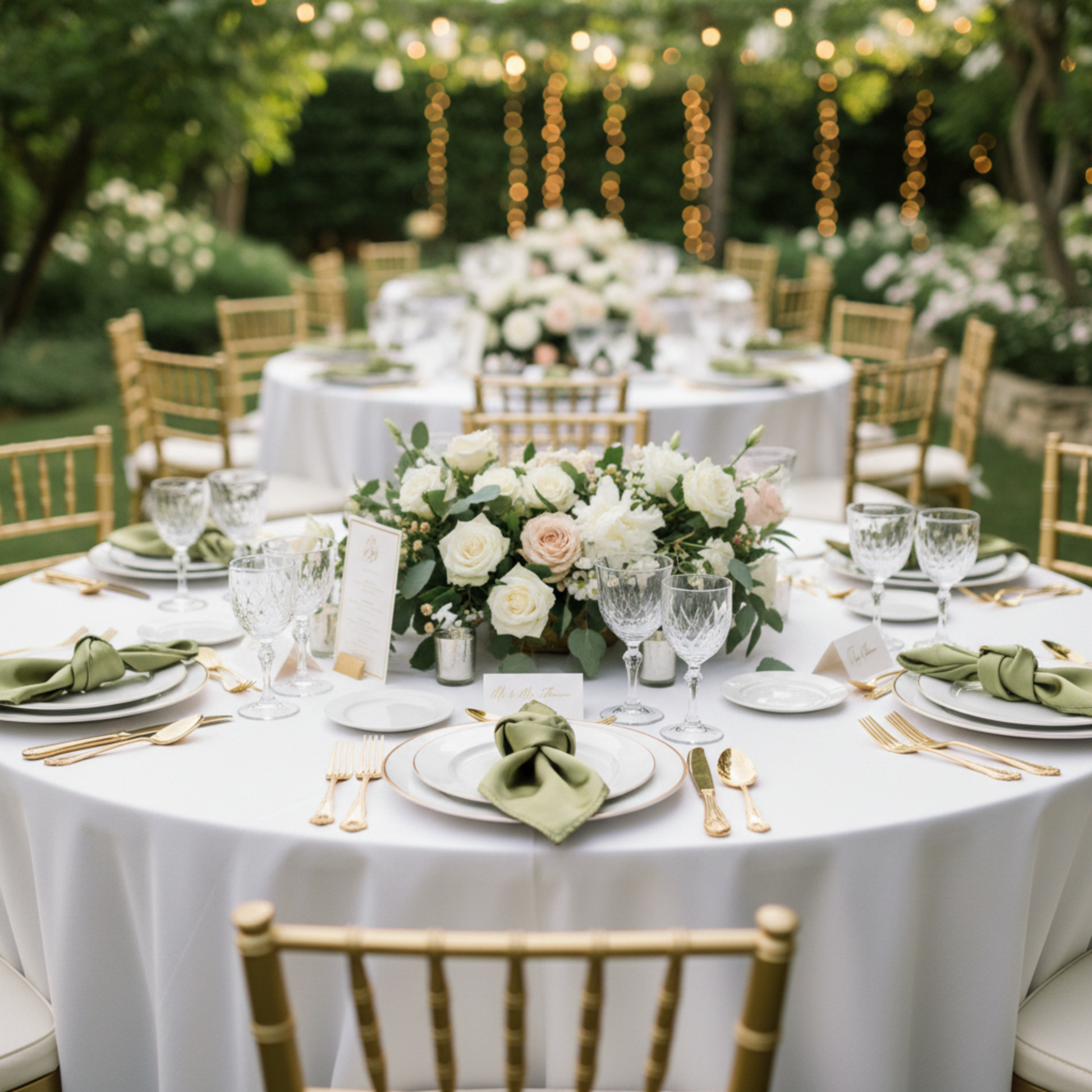 Sage Green Satin Napkin – Outdoor Wedding Reception